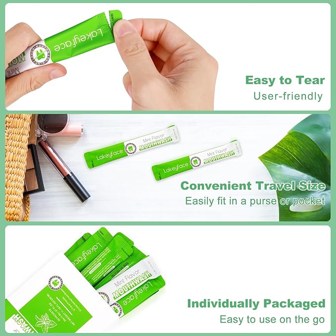 Mouthwash, 30 Packets Travel Mouth Wash for Adults, Alcohol Free, Mini Mouthwash for Travel Essential, TSA Approved Mouthwashs Bulk Pocket Size On The Go,Mint,11ml/0.37FL.OZ Each