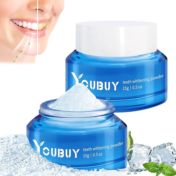 Teeth Whitening Powder, Natural Teeth Whitener, Teeth Whitening Powder Toothpaste,Whitening Tooth Powder,Instant Whitening Teeth,Stain Removal & Fresh Breath (2PCS)