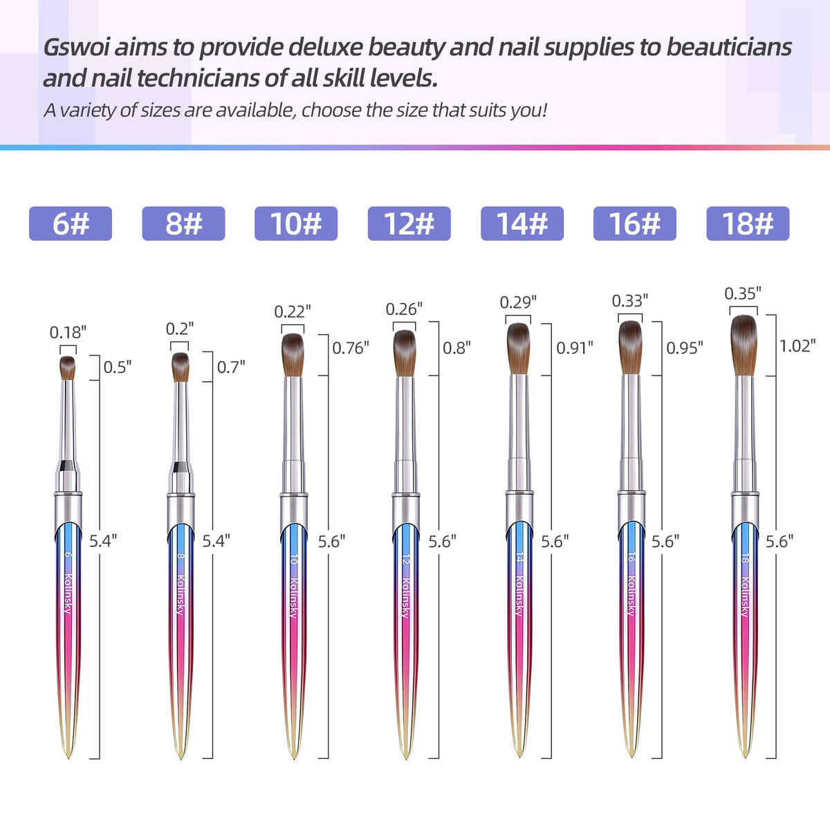 100% Kolinsky Acrylic Nail Brush Size 16,Pure Handmade Round Shape Nail Brushes For Acrylic Application,Professional Nail Art Brush Manicure for Women (#16)