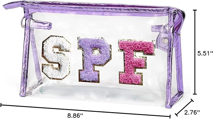 COSHAYSOO Sunscreen Bag Clear Makeup Toiletry Pouch Beach Vacation Essentials for Women Teen Girls Trip Gifts Summer Pool Travel Must Have Accessories Waterproof Stuff