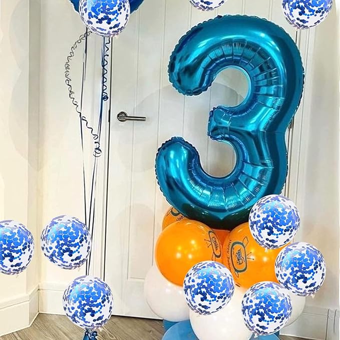 60th Birthday Balloons for Men, 40 Inch Giant Blue Foil Number 60 Balloons with Blue Confetti Balloons Kit, Digit 6 & 0 Helium Balloons for Boys Girls Women 6th 60th Anniversary Party Decorations