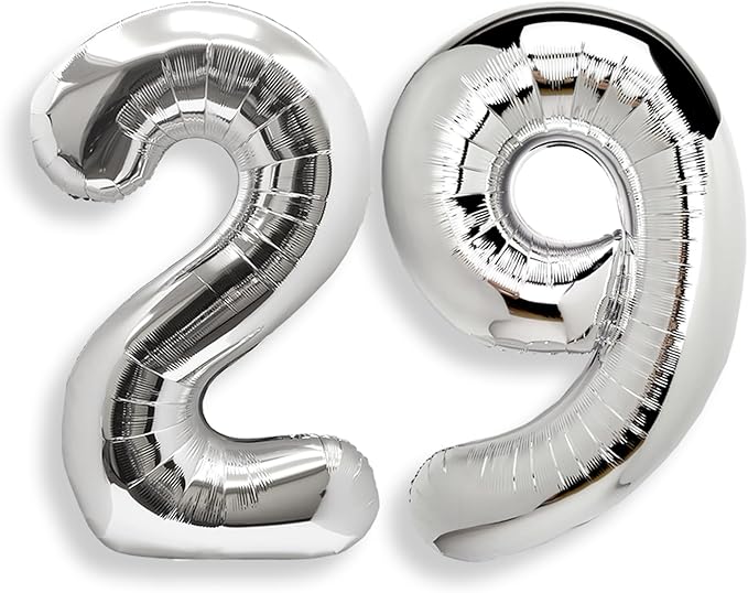 AULE 40 Inch Large 29 Balloon Numbers Silver, Big Foil Number Balloons, Giant Helium Happy 29th Birthday Party Decorations for Man and Women, Huge Mylar Anniversary Party Supplies