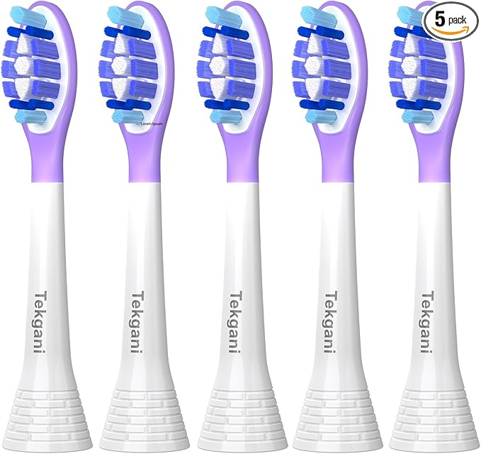 Toothbrush Replacement Heads Compatible with Philips Sonicare Click-On Toothbrush Handles, for HX9054 W3 4100 5100 6100 7500 C1 C2 C3 G3 A3 Toothbrush Head Refill, Silicone Coating, Pack of 5 White