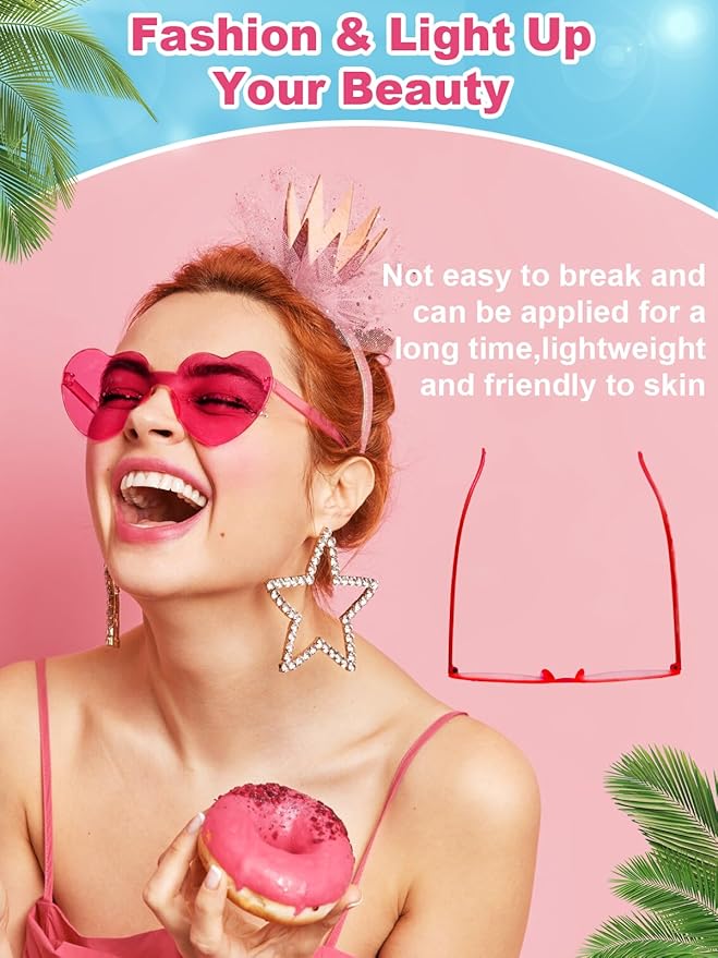 Heart Shaped Sunglasses for Women Colorful Glasses Fun Trendy Transparent Heart Sunglasses Party Favor