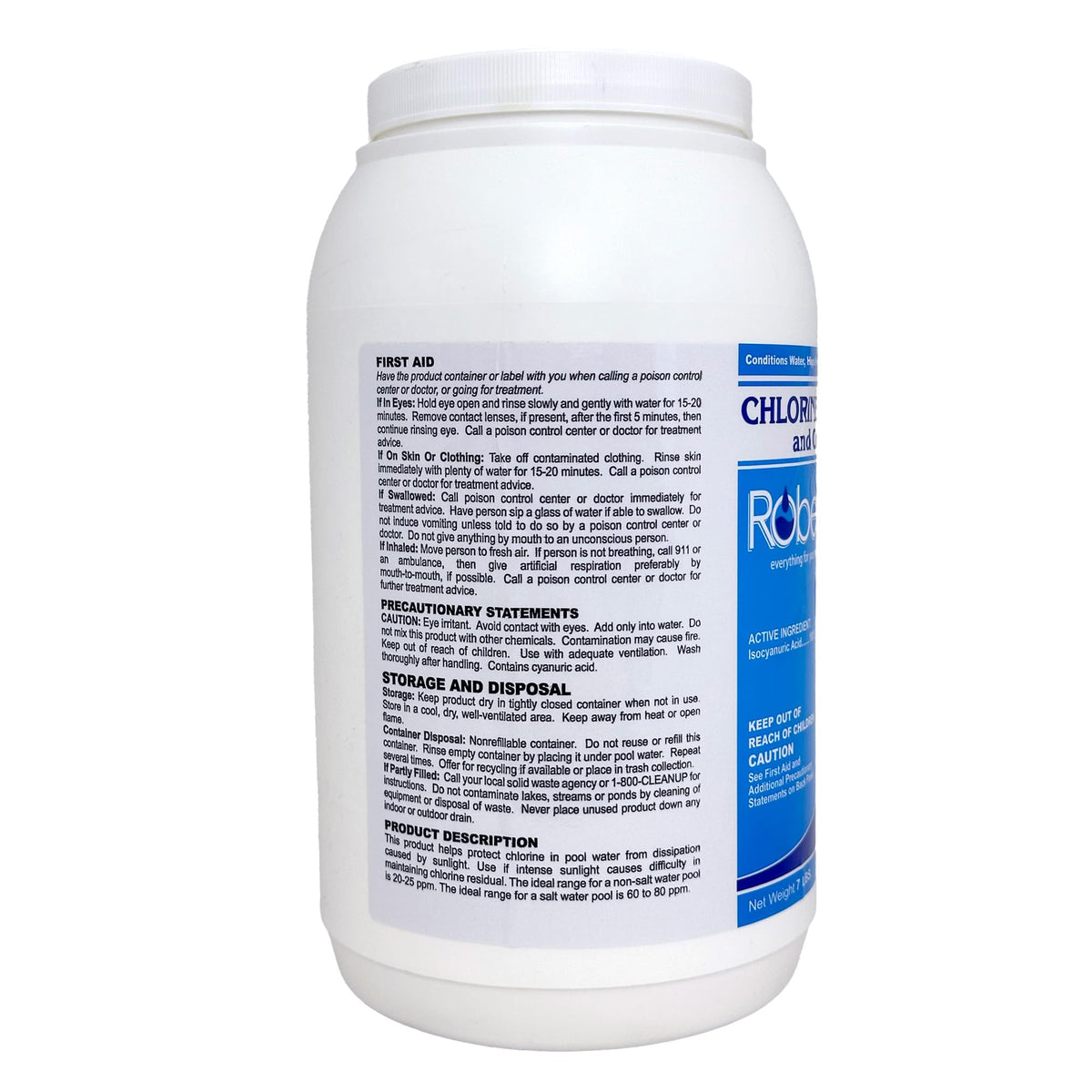 Robelle 7-Pounds Premium Chlorine Stabilizer and Conditioner, Concentrated Cyanuric Acid for Pools, Pool Stabilizer, Helps Chlorine Last Longer, Made in USA