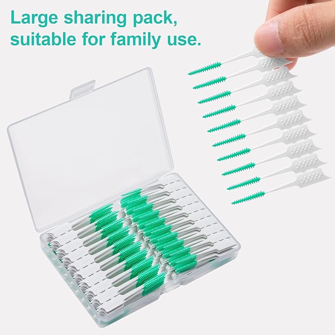 300 Pieces Interdental Brushes,Braces Brush with Silicone Head,Dental Tooth Flossing Toothpick Cleaners Tooth Tool, Orange