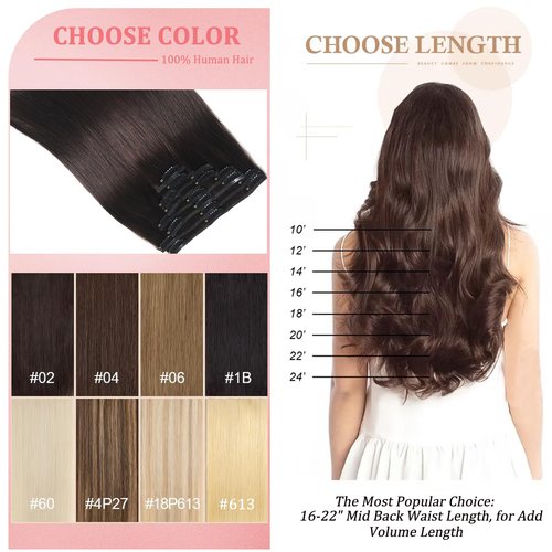 Clip in Hair Extensions Real Human Hair Clip in Extensions for Women Seamless Invisible Jet Black Natural Remy 100% Human Clips ins Extension 8pcs Double Weft 20 inch 3.7oz/105g