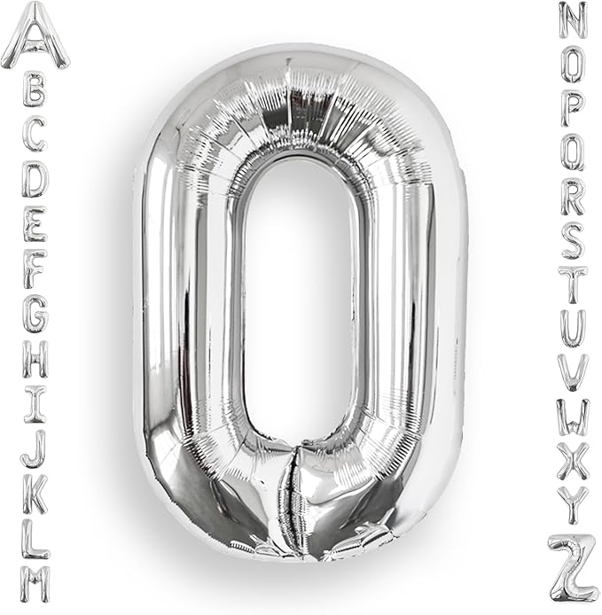 AULE 40 Inch Big Letter Balloon Silver O Large Foil Helium Alphabet Balloons A-Z for Birthday Anniversary Graduation New Year Party Decoration Supplies