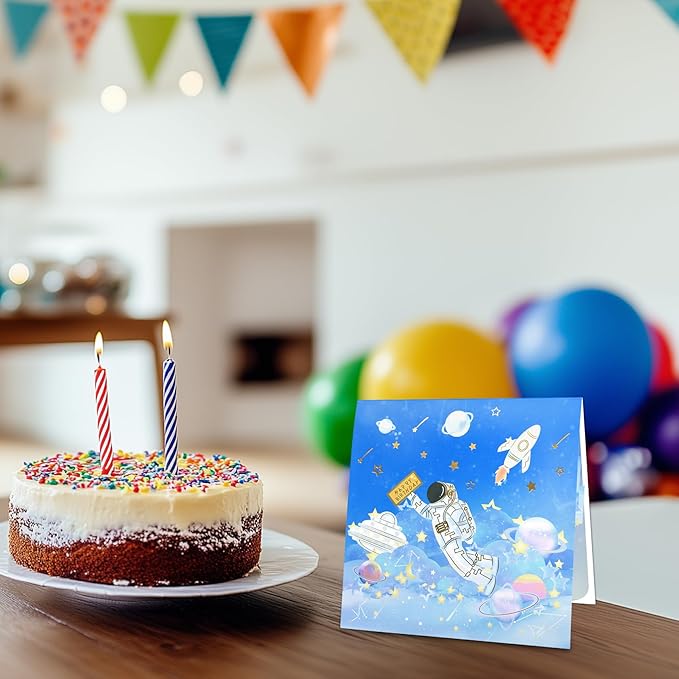 GREETING ART Happy Birthday Pop Up Card,Spaceman Birthday Pop Up Card,Astronaut Birthday Card,Kids &Adults Pop Up Birthday Card
