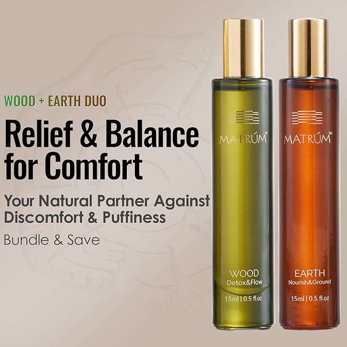 MATRUM Deep Relax & Ease Anxiety Essential Oil Roll On Set, 100% Pure Aromatherapy Oils for Stress Relief, Calming & Emotional Balance, Pet Friendly, Portable, Wood & Earth Duo, 1 Fl Oz