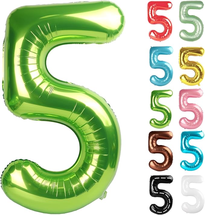 Light Green Number 5 Balloon 40 Inch, 5 Balloon Number, 5th Birthday Decorations, Light Green Party Supplies for Boys Girls