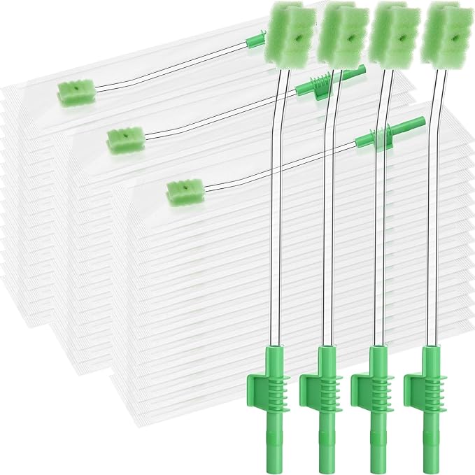 100 Pcs Oral Care Single Use Suction Swab Bulk Disposable Suction Toothbrush Individually Wrapped Swab Sponge for Elderly Adults Oral Dental Mouth Care