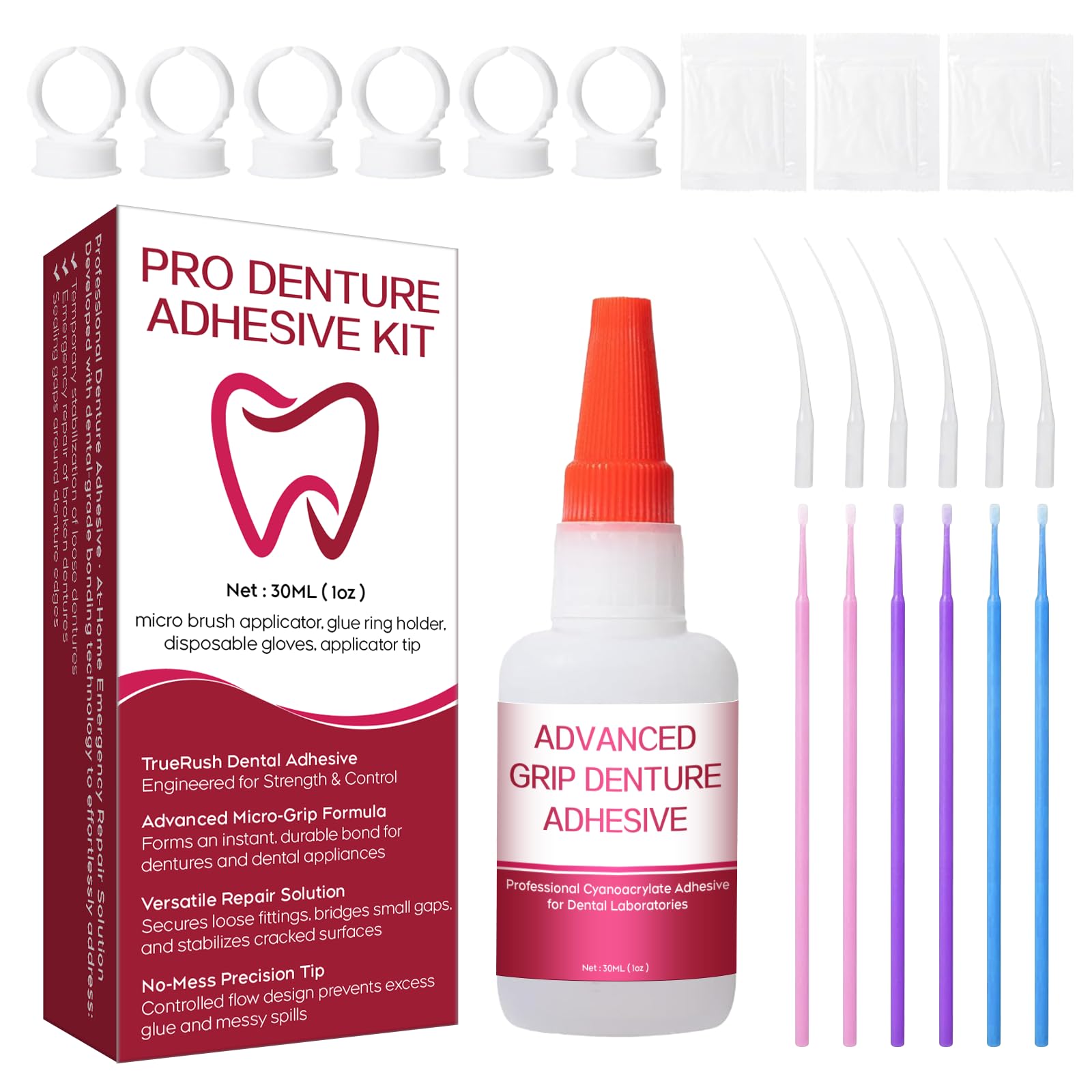 Dental Lab Instant Bonding Dental Glue for Dentures & Lab Tools - Fast-Setting in 15-60 Sec | Crack Repair & Gap Filling | Long-Lasting Hold (Days to Weeks) – 1oz