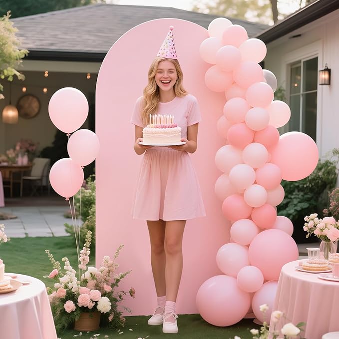 Ledido Wedding Arch Backdrop Cover 6FT Arch Covers Fitted Stretchy Spandex Round Top Stand Backdrop Cover for Wedding Banquet Ceremony Birthday Party Baby Shower Event Decoration,Pale Pink