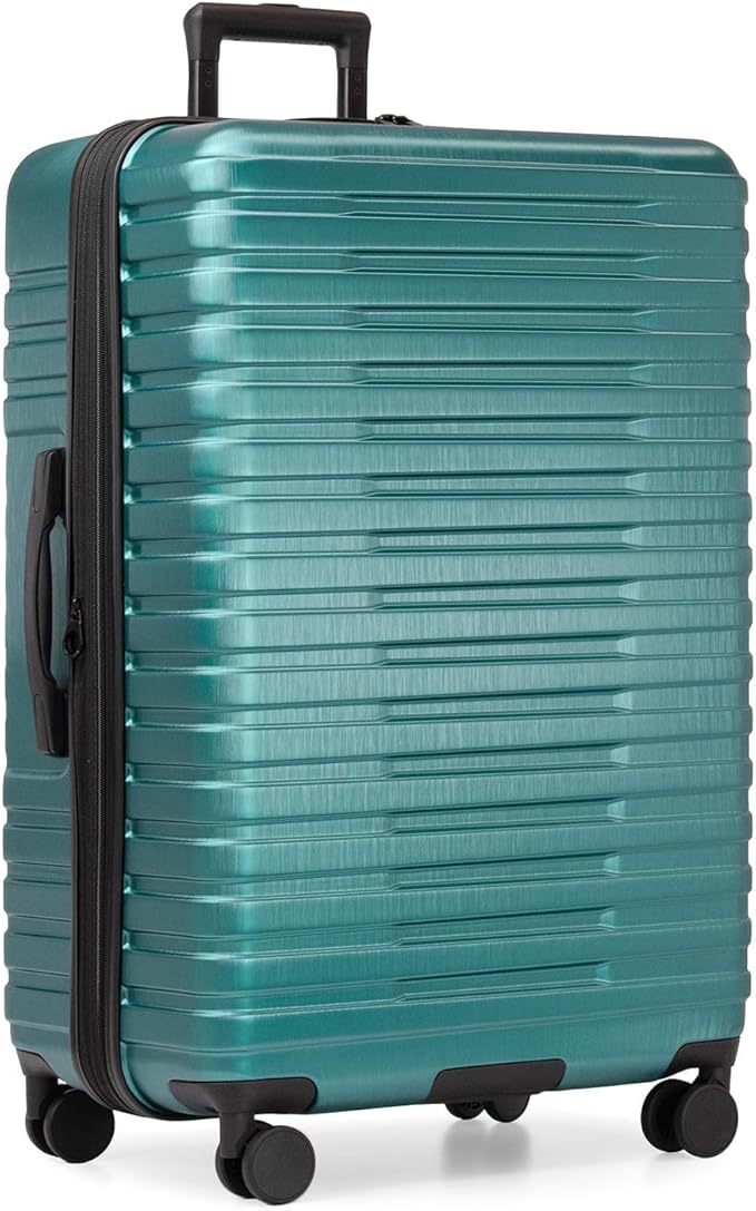 U.S. Traveler Boren Expandable Hardside Rugged Travel Luggage with 8 Spinner Wheels, Teal, Checked-Large 30-Inch