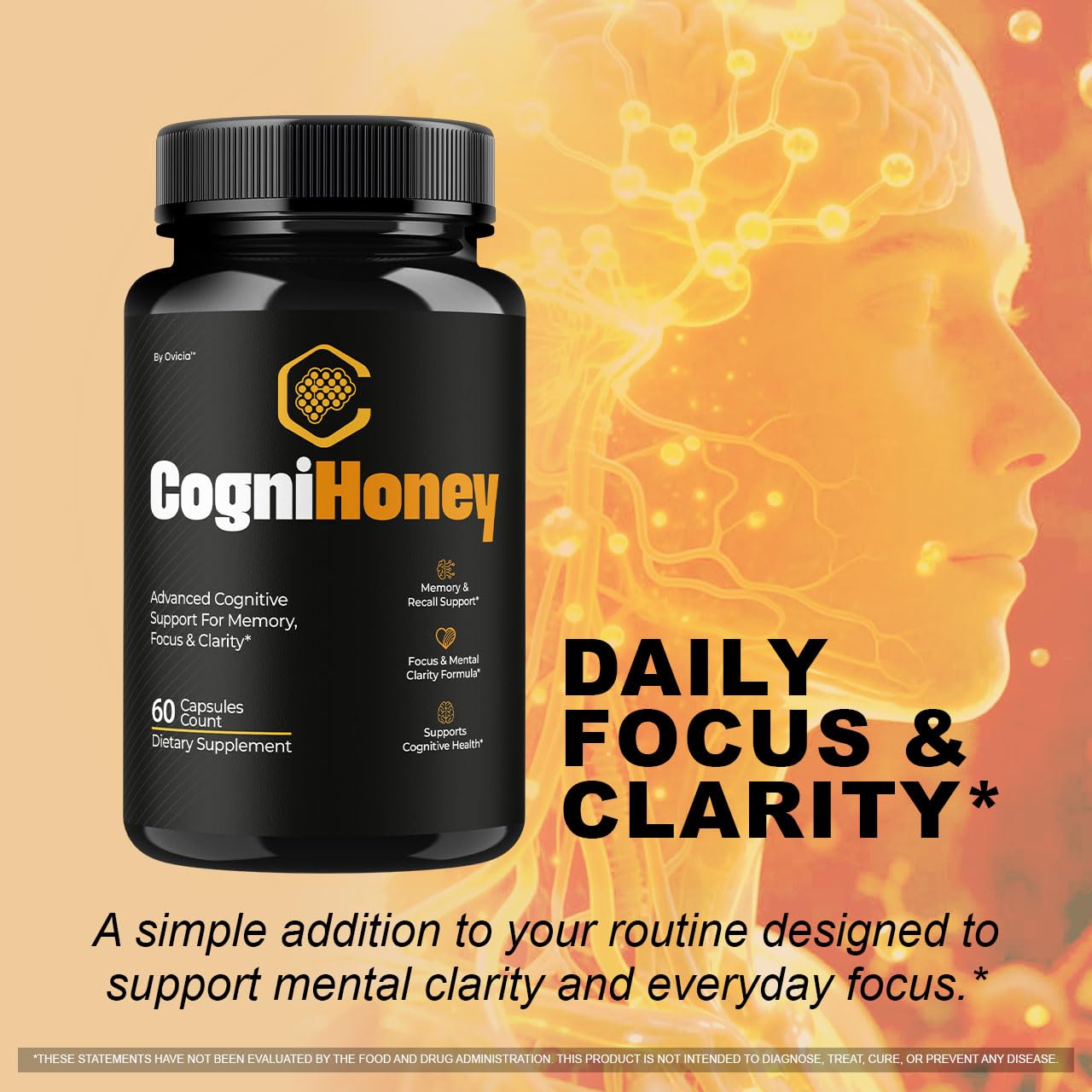 (5 Pack) CogniHoney Capsules - Official Cogni Honey Pills Advanced Premium Formula for Maximum Strength, All Natural Ingredients with Vitamins for Overall Health & Wellness, 300 Capsules for 5 Months