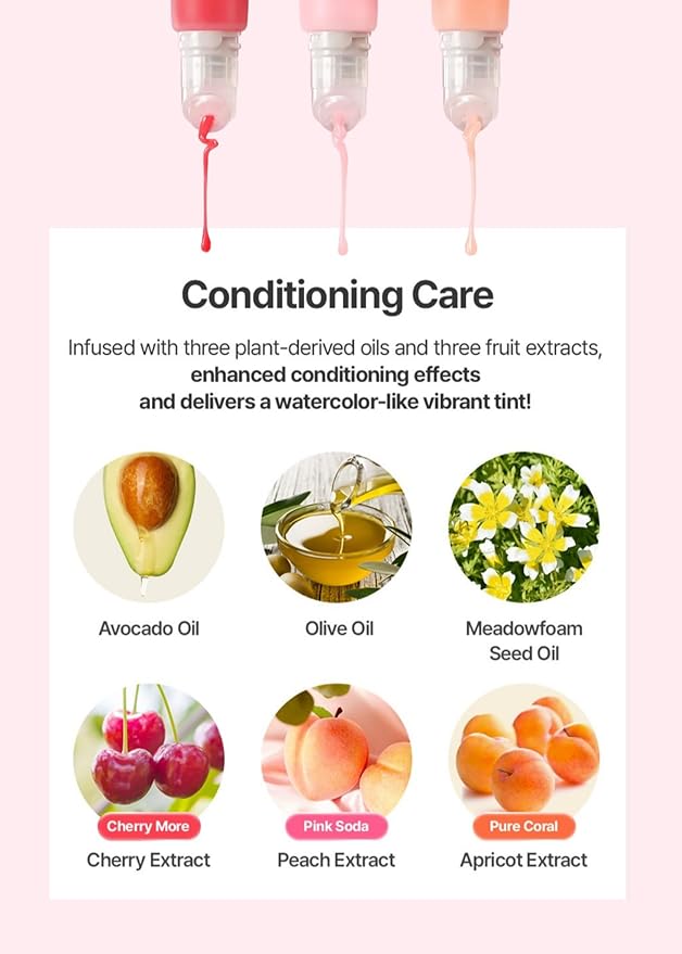 Lip Care Color Oil #Cherry More 0.34 Fl Oz, Vegan Tinted Lip Oil with Jelly Massager for Dry Lips, Hydrating & Cooling Lip Treatment, Long-Lasting Glow & Volume, Korean Lip Oil, BeginS