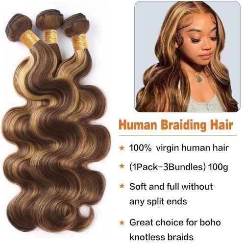 Fabimiya Water Wave P4/27 Human Hair Bundles 14 16 18 Inch Unprocessed Brazilian Virgin Hair Bundles P4/27 Human Hair Quick 11A Weave Hair Extension