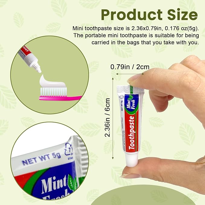 50 pcs Bulk Travel Size Toothpaste,0.176 oz Extra Small Toothpaste Travel Size Bulk Disposable for Hotel, Guests, Homeless, Charity, Mint (Mini Size, Only for Single Use)