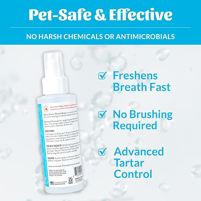 SKOUT'S HONOR Advanced Dental Drops - Fights Plaque and Tartar, Freshens Breath Fast, No Brushing Required, 4oz
