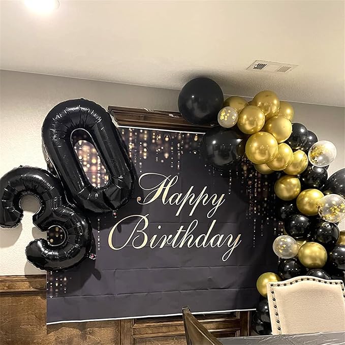 Black Number 40 Birthday Balloons, 40 Inch Large Black Mylar Foil Number 4 and 0 Balloons for Women, 40th Birthday Balloons for 40 Year Old Birthday Anniversary Party Decorations Supplies