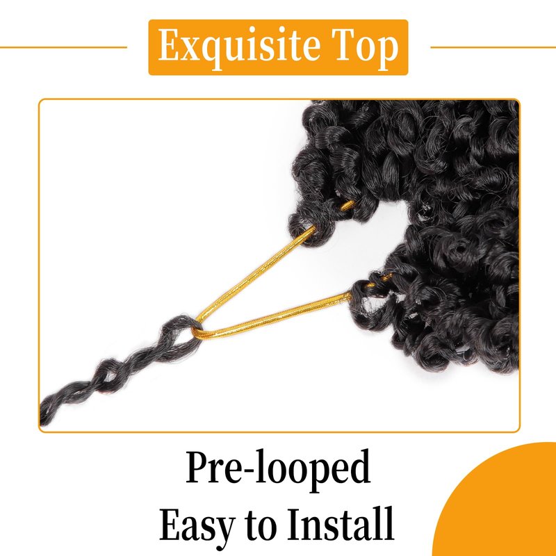 14 Inch Pre-Looped Yanky Twist Crochet Hair, 30 Strands/Pc, Mini Passion Twists, Senegalese Braiding Hair (Natural Black, 8 Pcs/Pack)
