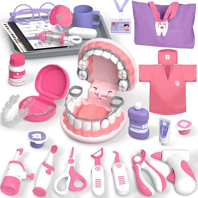 Lehoo Castle Doctor Kit for Toddlers 3-5 Girls, Kids Dentist Play Set, Toys for 3 4+ Year Old Girls, Pretend Play for Toddlers, Kids Doctor Playset, Medical Kits for Boys 3 4 5
