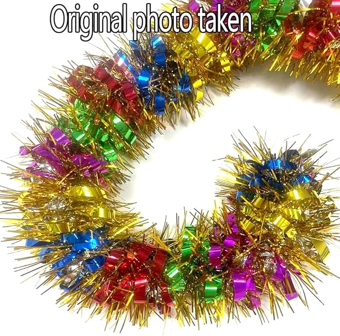 33 Ft Christmas Tinsel Garland Shiny Thick Metallic Twist Foil Xmas Tree Decorations for New Year Parties Birthday Party Teachers Day Easter Parade Floats Indoor Outdoor Hanging Decor Supplies