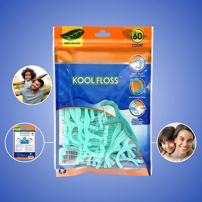 Mint Waxed Dental Flossers, Dr Fresh,s 60 Count – Smooth Glide Floss Picks for Plaque Removal & Gum Care (Pack of 3)