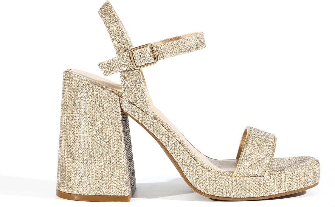 DREAM PAIRS Heels for Women Block Chunky Platform High Heels Open Toe Fashion Wedding Party Evening Prom Dance Ankle Strap Dress Pump Sandals Shoes