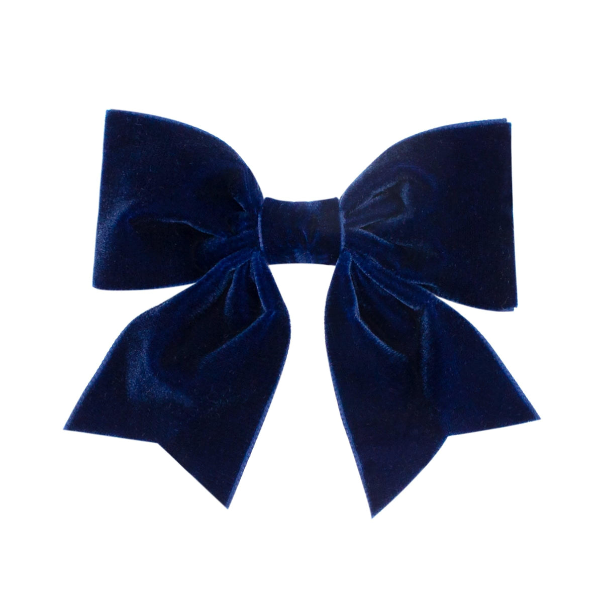 Wee Ones Girls' Plush Velvet Bowtie with Tails on a WeeStay Hair Clip, Small King, Navy