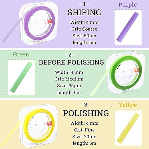 Dental Polishing Strips, Tooth File, Teeth Sanding Grinding Tool, 3 Rolls