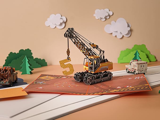Liif 3D Pop-Up Birthday Card for 5-Year-Old Boy, Envelope Included