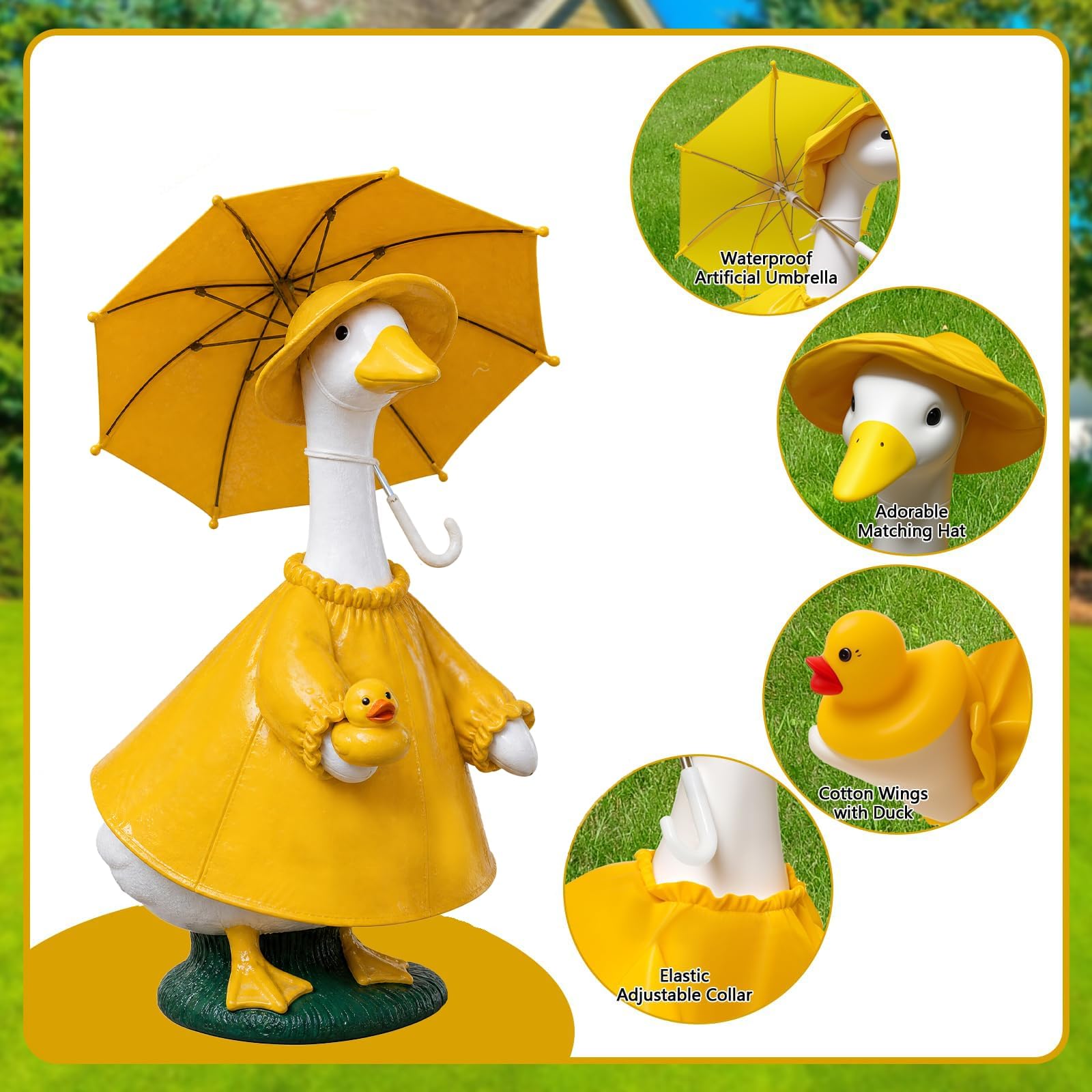 Porch Goose Raincoat Outfit for 23 Inch Goose Statue, Garden Decor Clothing