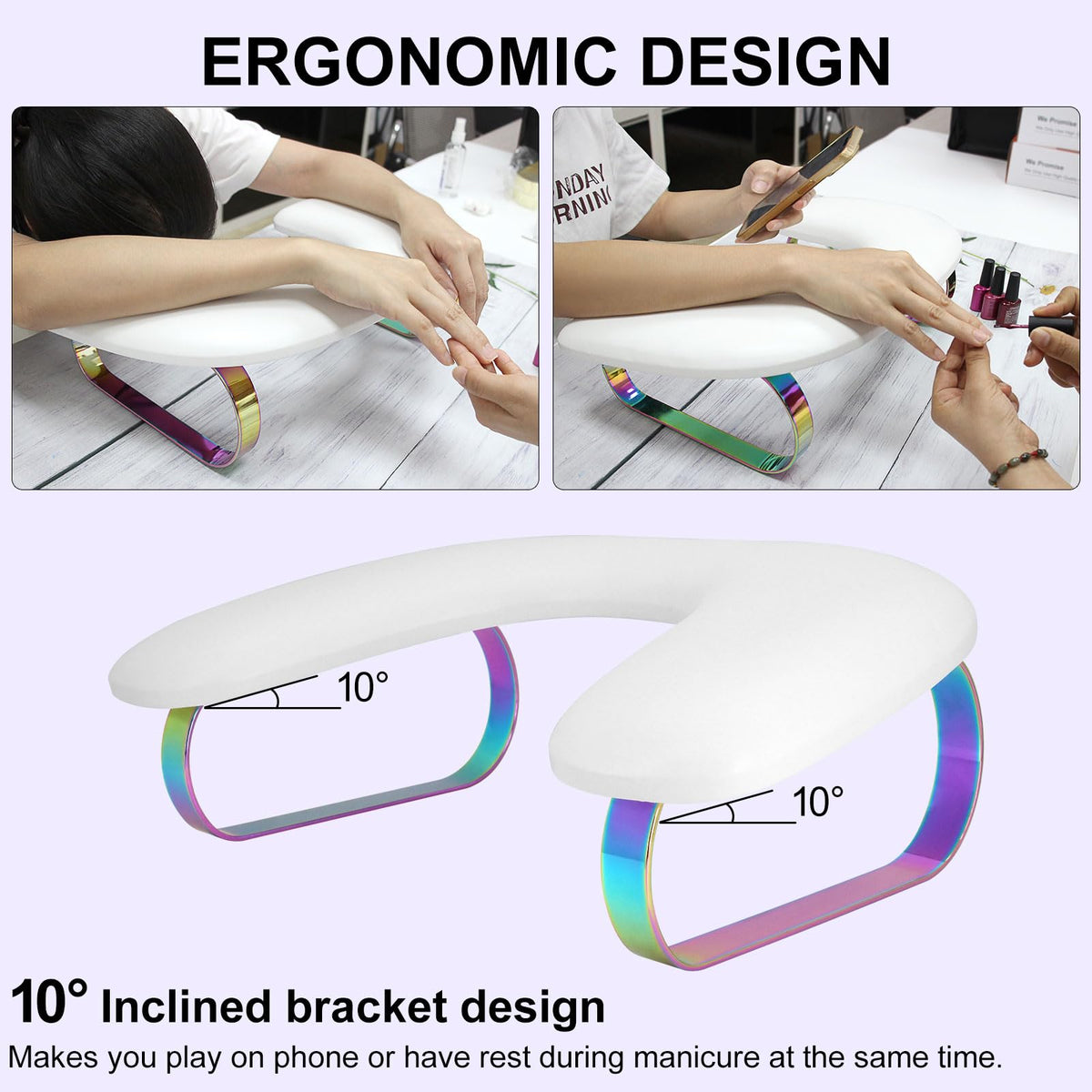 Hand Rest for Nails Tech,U-Shaped Nail Hand Rest Stand,Big Non-Slip Nail Hand Rest Holder Pillow with Stable Legs,PU Leather Hand Rest Cushion for Manicure Salon Use