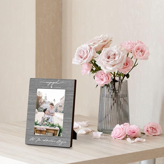 Wedding 4x6 Picture Frame, Engagement Gifts for Couples Photo Frame, Best Newly Engaged Gifts for Bride Groom Women Men, Wedding Engaged Picture Photo Frames for Desk Decor