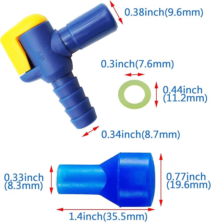 Bite Valve Replacement Mouthpiece Fit for Hydration Pack Bladder Water Backpack and Most Brands(4-Pack), with Shutoff Valve and Tube O-Ring