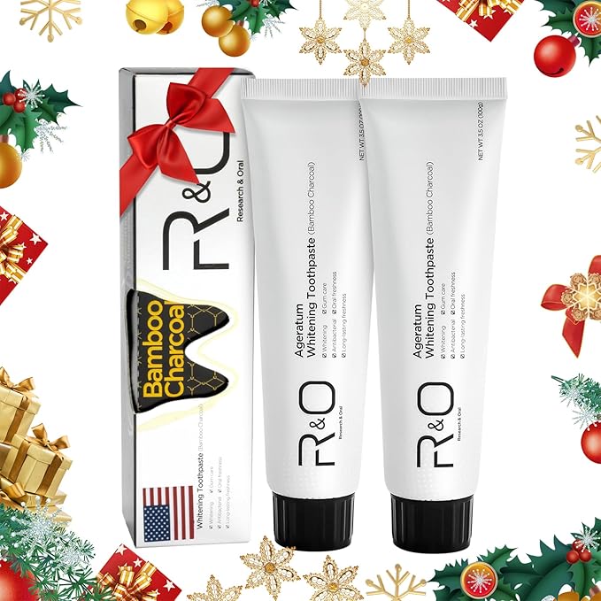 R&O Ageratum Whitening Toothpaste with Bamboo Charcoal, 3.53 oz - Great for Teeth Whitening, Reduces Plaque, Removes Stubborn Stains, Promotes Oral Health, Long - Lasting Fresh Breath (2)
