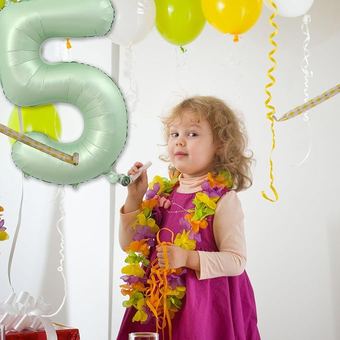 40 Inch Olive Green Large Number Balloons 0-9, Number 5 Balloons Foil Mylar Big Number Balloons, Helium Number Balloons Decorations For Birthday, Anniversary Events, Wedding Party