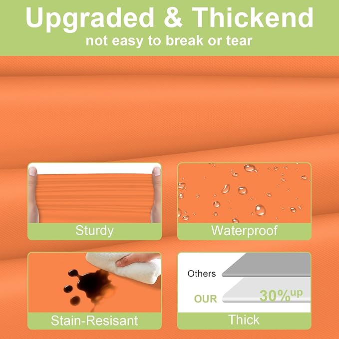 QIKSION Orange Plastic Table Cloth Disposable 3 Pack, 54 x 108 Inch Tablecloths for Party, Graduation, Halloween, Thanksgiving Decorations, Harvest, Fall, Rectangle Table Cover