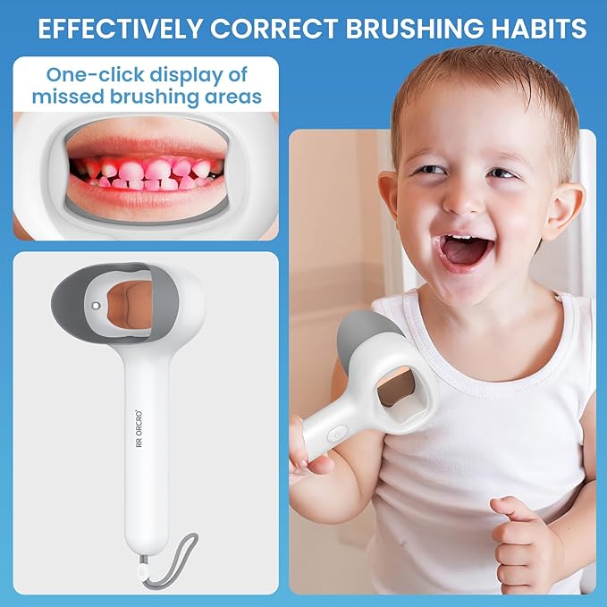 Plaque Disclosing Tablets Alternatives Rechargable Dental Plaque Detector Light Shows Plaque Lamp Instant Display Tooth Calculus Discloser for Kids or Adults Correcting Brushing Habits