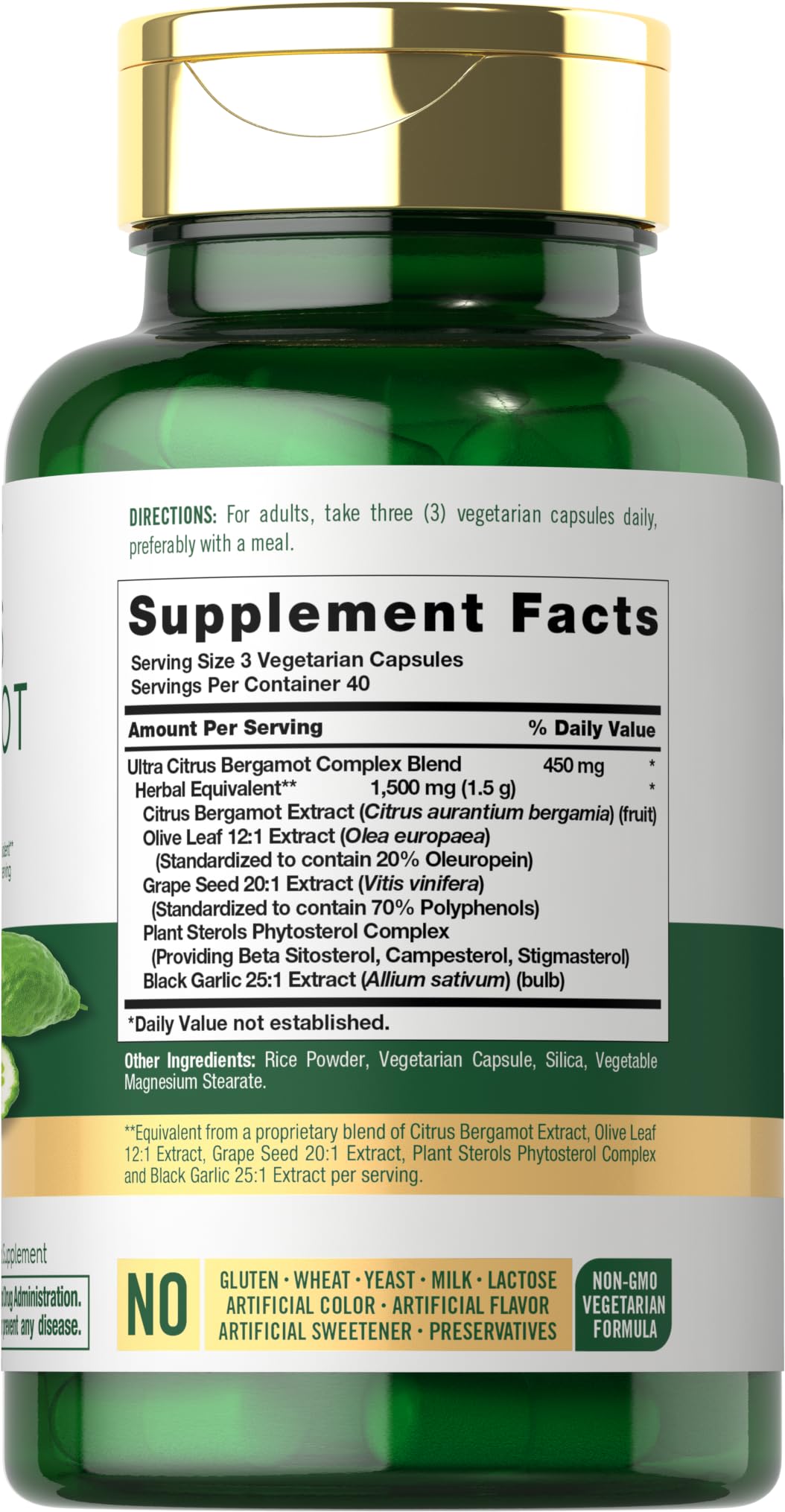Carlyle Citrus Bergamot Supplement | 120 Capsules | Vegetarian, Non-GMO and Gluten Free Complex Extract Formula