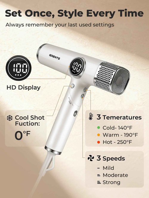Portable Travel Hair Dryer, 110,000 RPM High-Speed Ionic Hair Dryers,Negative Ion Blow Dryer,4 Heat Settings & 3 Speed, Magnetic Diffuser & Concentrator,Low Noise, Lightweight, No Heat Damage