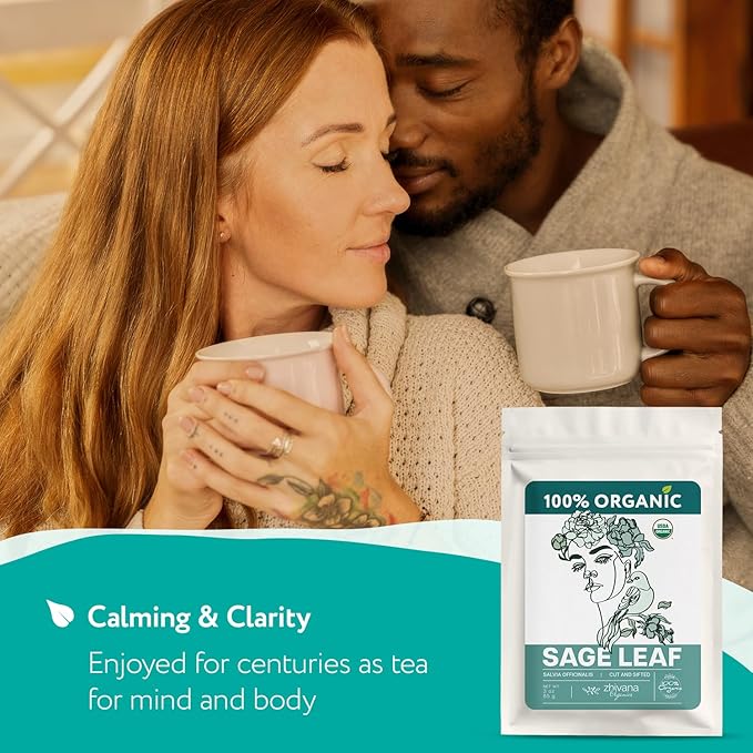 Organic Sage Leaves (4 oz.) - Sage Tea Loose Leaf (Salvia officinalis) – Salvia Tea for Mind & Body Wellness - Focus and Clarity