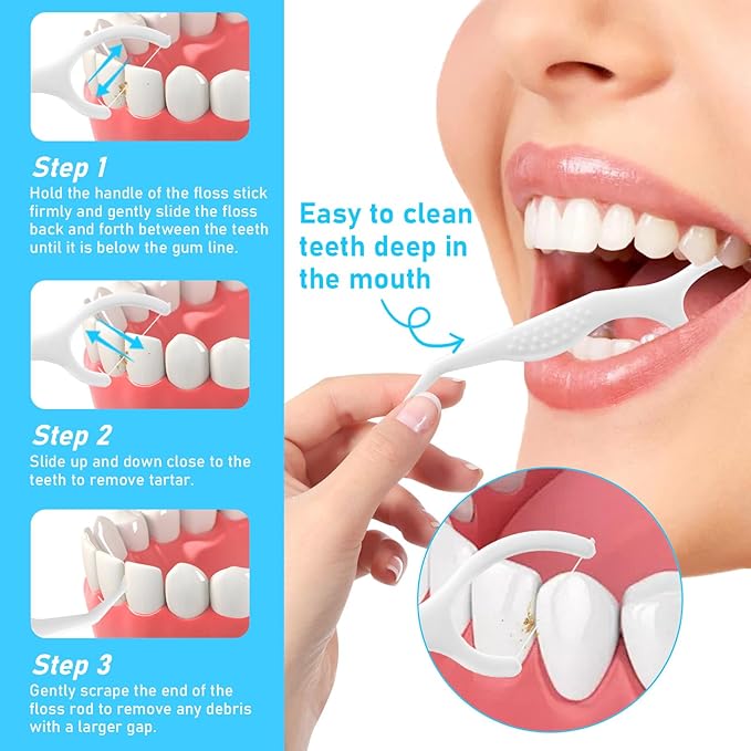 Dental Floss Picks 50 Count, Travel Floss Picks Extra Strong Flosser Professional Tooth Picks Flossers for Adults with Portable Case, Toothpicks Floss Sticks for Teeth Cleaning and Oral Care