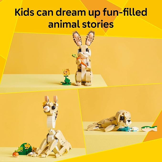 LEGO Creator 3 in 1 Cute Bunny Toy - Building Toy for Girls and Boys, Ages 8+ - Gift for Easter Basket - W/ 3 Build Options, Bunny, Seal, or Llama - 31162