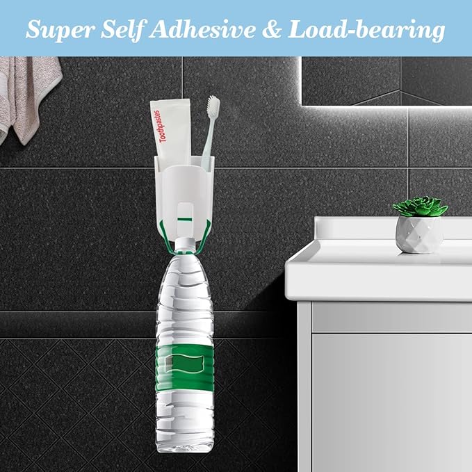 Toothbrush Holders for Bathrooms Toothbrush Holders Wall Mounted BPA-Free Tooth Brush Holder with Toothbrush Cup Drilling-Free (White)