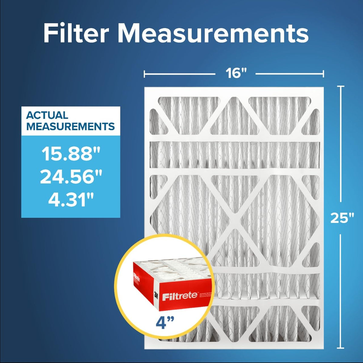 Filtrete 16x25x4 Air Filter MERV 11, MPR 1000 Micro Allergen Defense 2-Pack, Fits Lennox & Honeywell, AC Furnace HVAC Filters for Home, Pleated Electrostatic (Actual Size 15.88x24.56x4.31 in)
