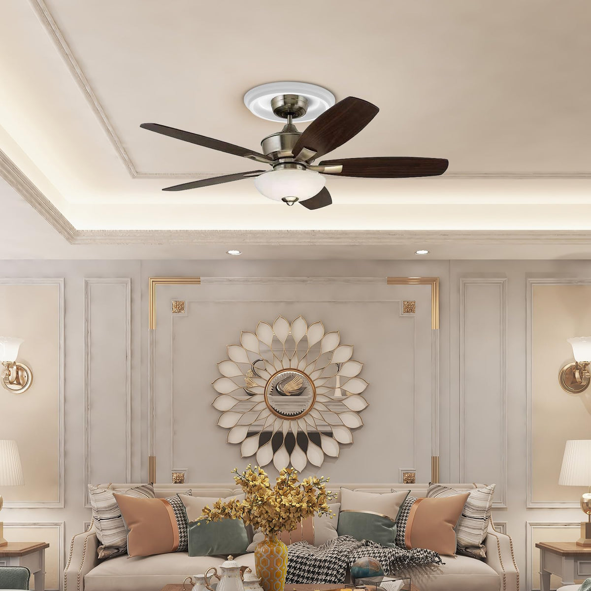 2Packs Molded Nylon Ceiling Medallion for Light Fixtures and Ceiling Fans, 9.8"OD x 4"ID x 0.94"P (Fits Canopies up to7-1/4")（White）