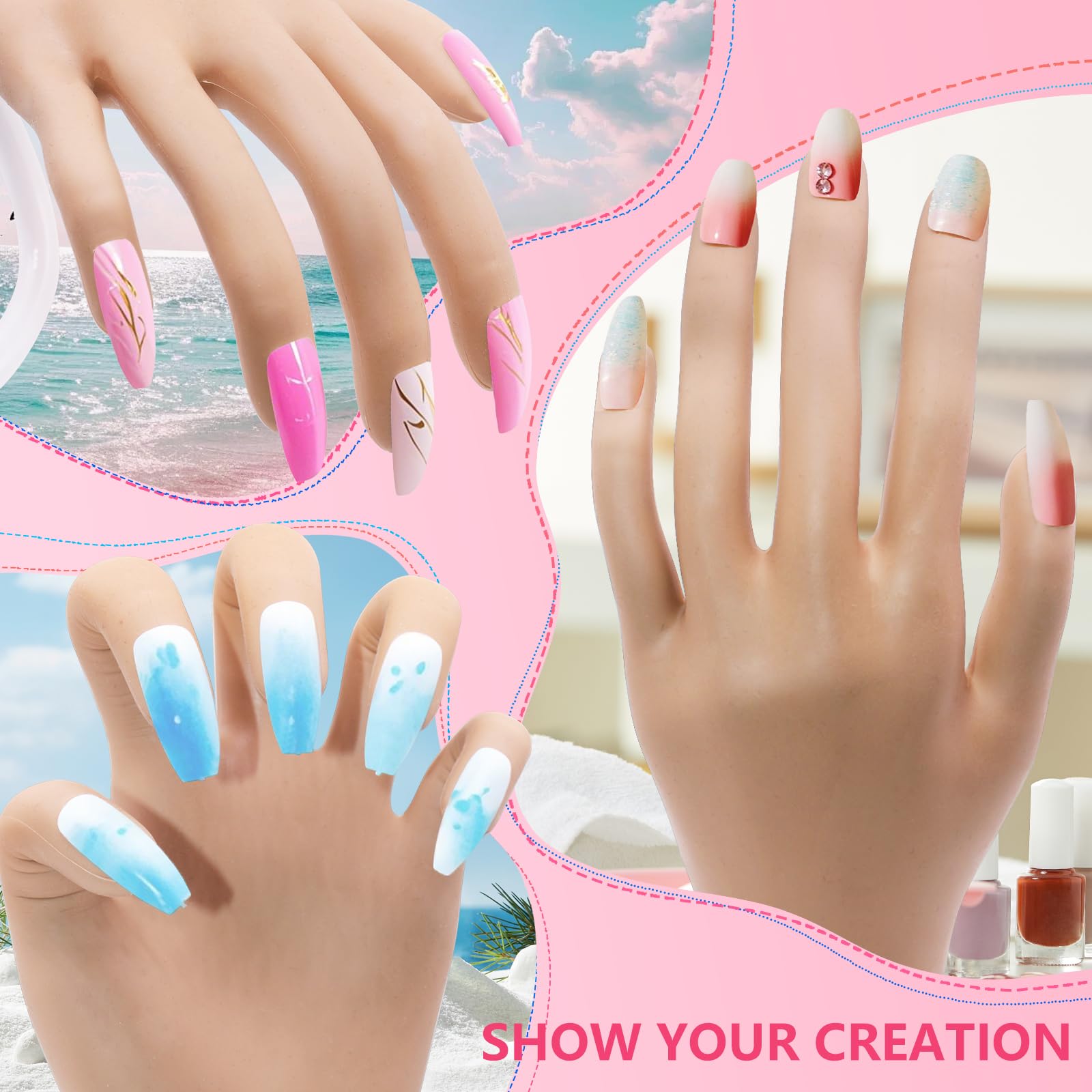 NIQZOPA Practice Hand for Acrylic Nails with Acrylic Nail Kit for Beginners